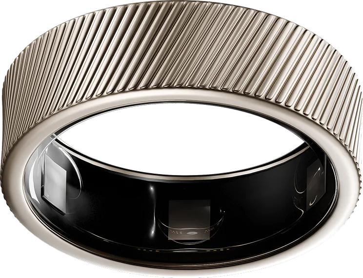 Sensiq smart ring close-up showing internal heart sensors.